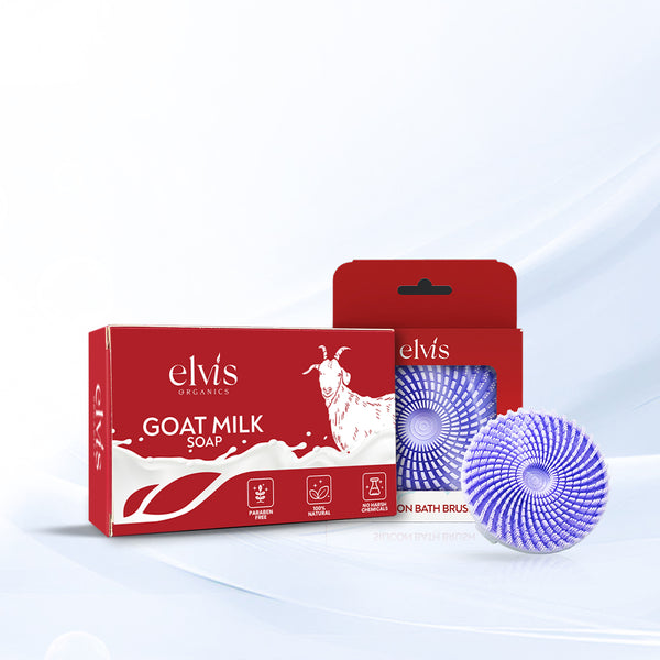 Silky Shower Set | Goat Milk Soap + Silicone Bath Brush